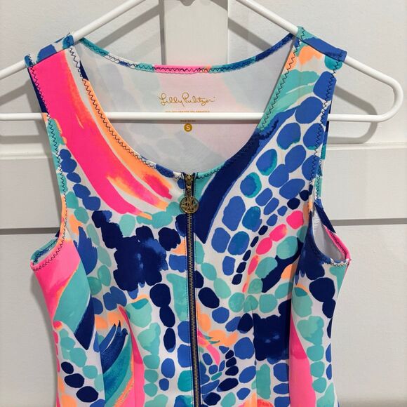 Lilly Pulitzer Sally Knit Fit & Flare Scuba Dress Multi Ocean Jewels - Picture 4 of 10